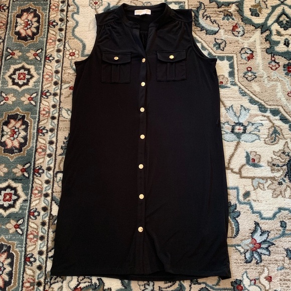 Michael Kors Black Military Style Snap Up Dress - Picture 7 of 8